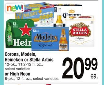 ACME Corona, modelo, heineken or stella artois 12-pk., 11.2-12 fl. oz., select varieties or high noon 8-pk., 12 fl. oz offer