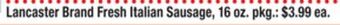 ACME Lancaster brand fresh italian sausage offer