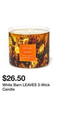 Bath & Body Works White barn leaves 3-wick candle offer