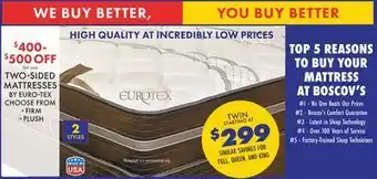 Boscov's Two-sided mattresses by eurotex offer