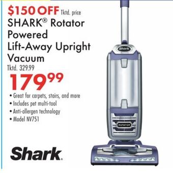 Boscov's Shark® rotator powered lift-away upright vacuum offer