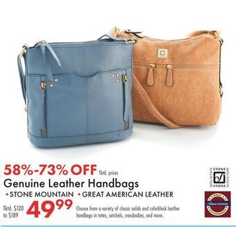 Boscov's Genuine leather handbags offer