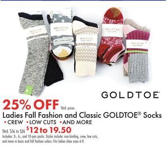 Boscov's Ladies fall fashion and classic goldtoe® socks offer