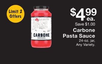 Fairway Store Market Carbone pasta sauce offer