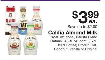 Fairway Store Market Califia almond milk offer