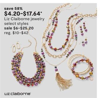JC Penney Liz claiborne jewelry offer