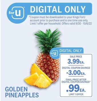 Kings Food Markets Golden pineapples offer