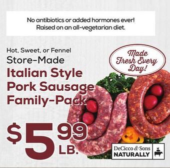 DeCicco & Sons Italian style pork sausage family-pack offer
