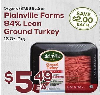 DeCicco & Sons Plainville farms 94% lean ground turkey offer