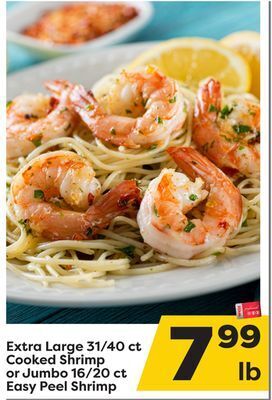 Weis Markets Extra large 31/40 ct cooked shrimp or jumbo 16/20 ct easy peel shrimp offer