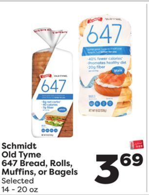 Weis Markets Schmidt old tyme 647 bread, rolls, muffins, or bagels offer