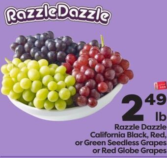 Weis Markets Razzle dazzle california black, red, or green seedless grapes or red globe grapes offer
