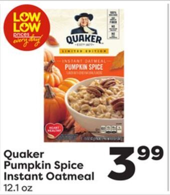 Weis Markets Quaker pumpkin spice instant oatmeal offer