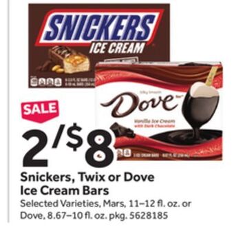 Stop&Shop Snickers, twix or dove ice cream bars offer