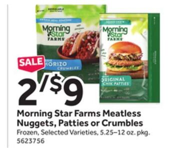 Stop&Shop Morning star farms meatless nuggets, patties or crumbles offer