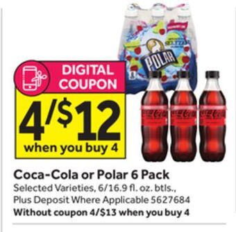 Stop&Shop Coca-cola or polar 6 pack offer
