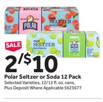 Stop&Shop Polar seltzer or soda 12 pack offer
