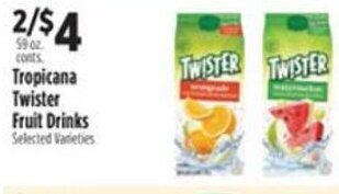 Pioneer Supermarkets Tropicana Twister Fruit Drinks offer