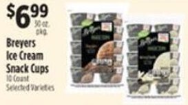 Pioneer Supermarkets Breyers Ice Cream Snack Cups offer