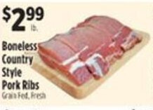 Pioneer Supermarkets Boneless Country Style Pork Ribs offer