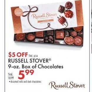 Boscov's Russell stover box of chocolates offer
