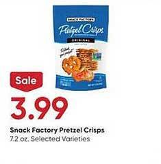 Stater Bros Snack factory pretzel crisps offer