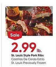 Stater Bros St. louis style pork ribs offer