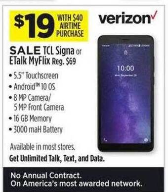 Dollar General Tcl signa or etalk myflix verizon offer