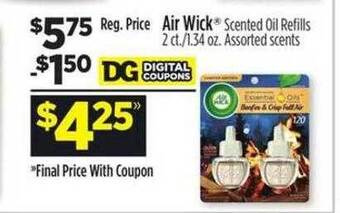Dollar General Air wick scented oil refills offer