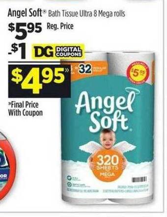 Dollar General Angel soft bath tissue ultra 8 mega rolls offer