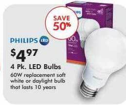 Valu Home Centers Philips 4 pk. led bulbs offer