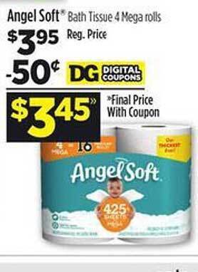 Dollar General Angel soft bath tissue 4 mega rolls offer