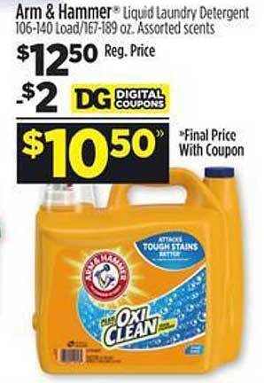 Dollar General Arm & hammer liquid laundry detergent offer