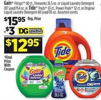 Dollar General Gain flings! or tide pods offer