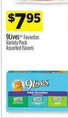 Dollar General 9lives favorites variety pack assorted flavors offer