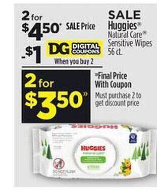 Dollar General Huggies natural care sensitive wipes offer