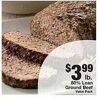 County Market 80% lean ground beef offer
