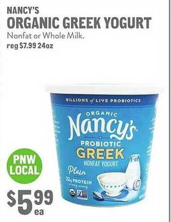 New Seasons Market Nancy's organic greek yogurt offer