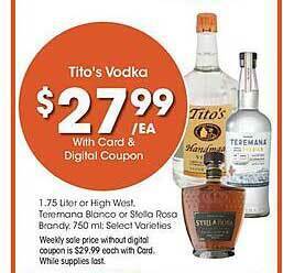 Ralphs Tito's vodka offer