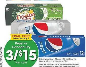 Ralphs Pepsi or canada dry offer
