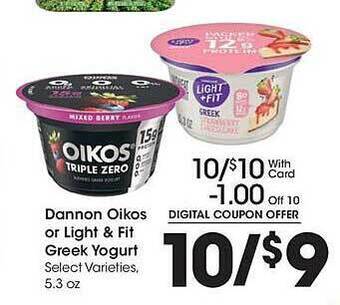 Ralphs Dannon oikos or light & fit greek yogurt offer