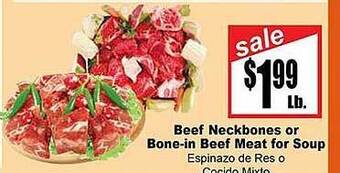 Rancho Markets Beef neckbones or bone-in beef meat for soup offer