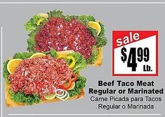 Rancho Markets Beef taco meat regular or marinated offer