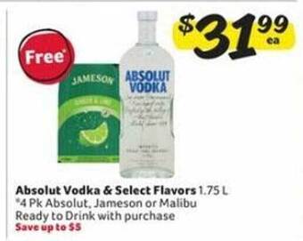 Winn Dixie Absolut vodka & select flavors offer