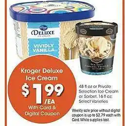 Gerbes Kroger deluxe ice cream or private selection ice cream or sorbet offer