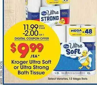 Gerbes Kroger ultra soft or ultra strong bath tissue offer