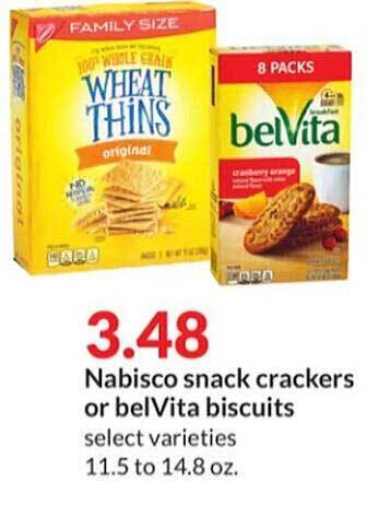 Hy-Vee Nabisco snack crackers or belvita biscuits offer