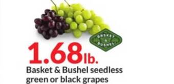 Hy-Vee Basket & bushel seedless green or black grapes offer