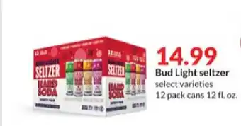 Hy-Vee Bud light seltzer select varieties offer