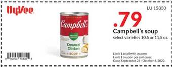 Hy-Vee Campbell's soup select varieties offer